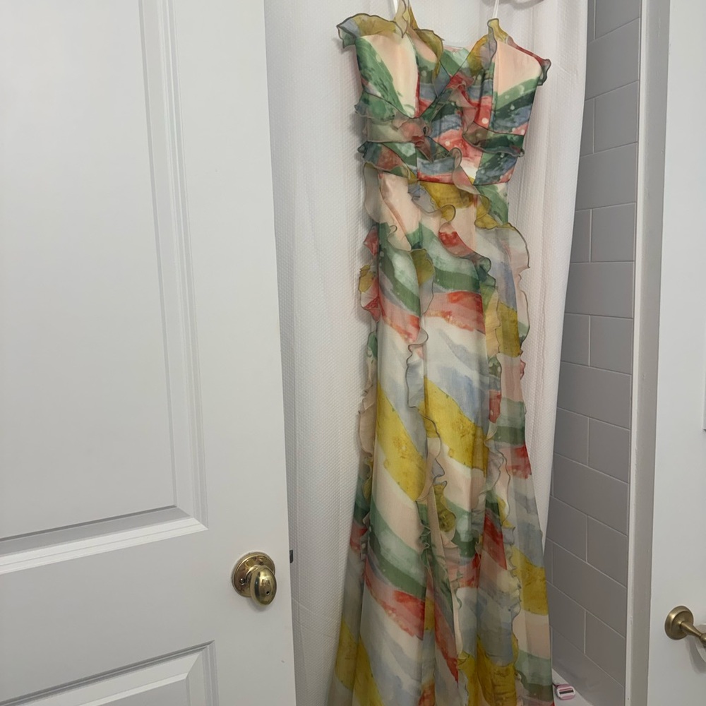 Hutch Strapless Watercolor Maxi Dress 2 - Picture 3 of 7